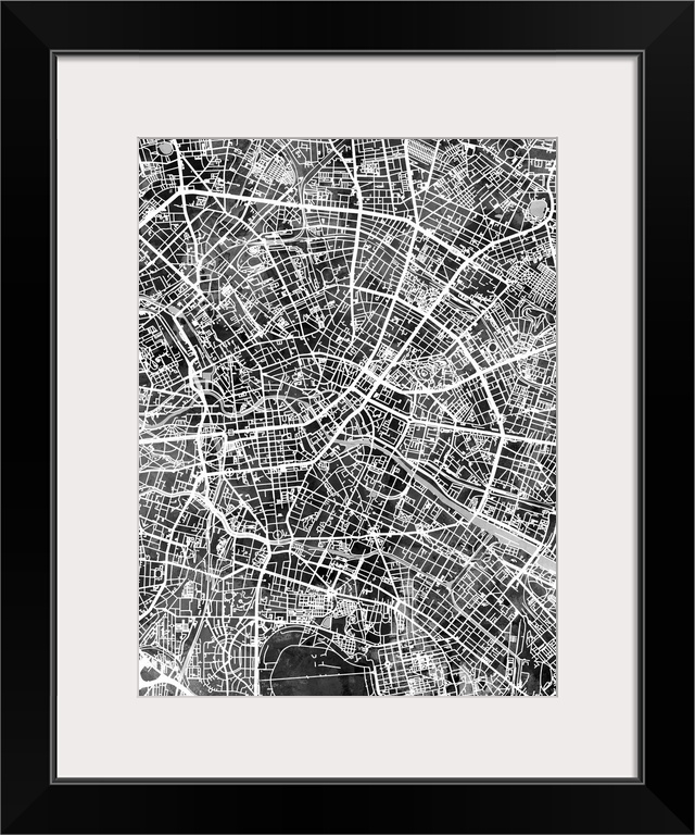 Watercolor street map of Berlin, Germany