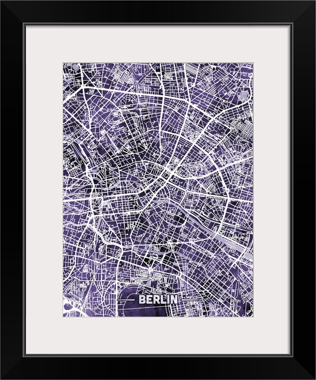 Watercolor street map of Berlin, Germany