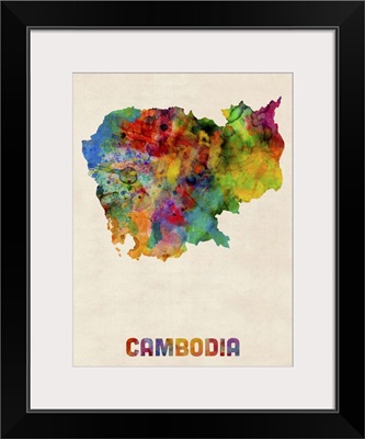 Cambodia Watercolor Map