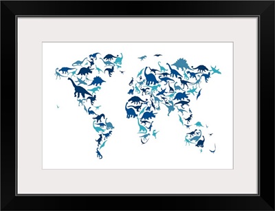 Dinosaur Map of the World, Blue