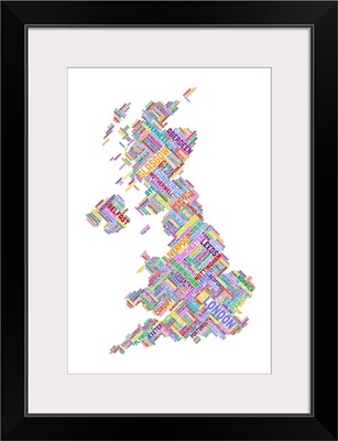 Great Britain UK City Text Map, Diagonal Text, White Background