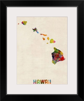 Hawaii Watercolor Map