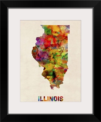 Illinois Watercolor Map