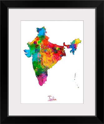 India Watercolor Map