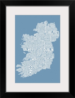Irish Cities Text Map, Steel