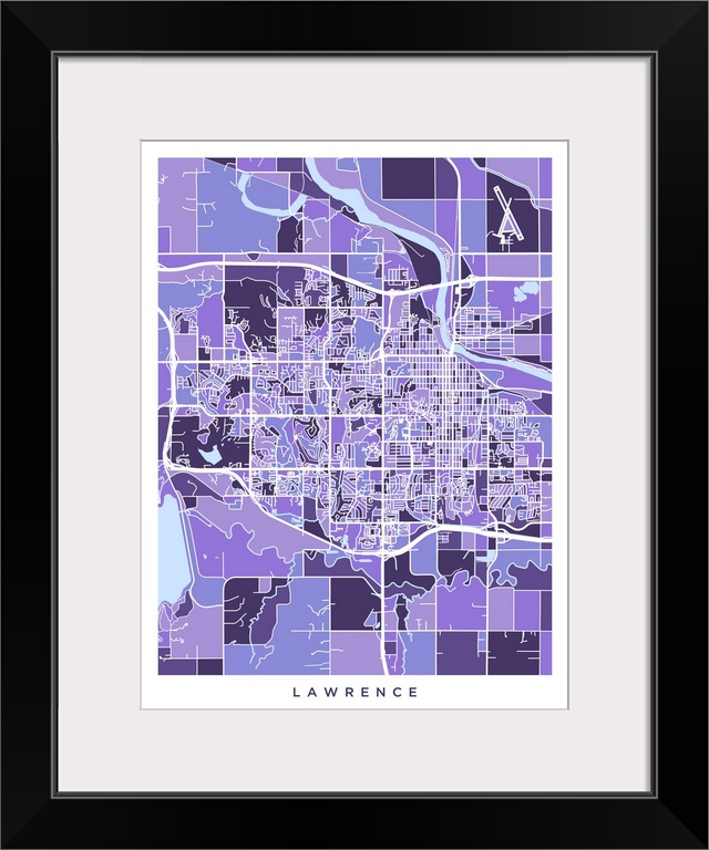 City map of Lawrence, Kansas, United States