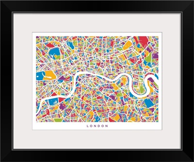 London England Street Map, Colorful