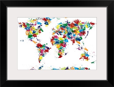 Map of the world made up from paint splatters