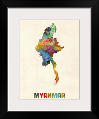 Myanmar Watercolor Map