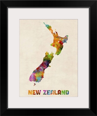 New Zealand Watercolor Map