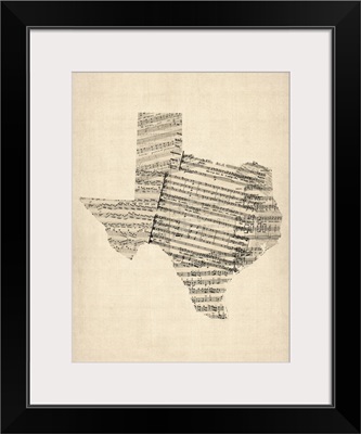 Old Sheet Music Map of Texas