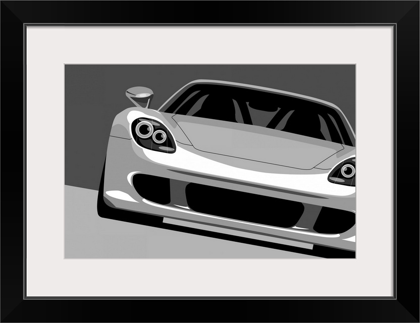 Front view of a Porsche Carrera GT pop art drawing.