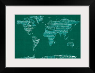 Sheet Music World Map, Green