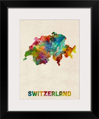 Switzerland Watercolor Map