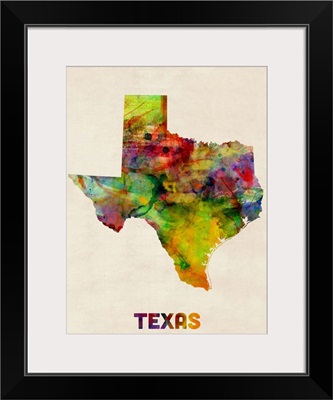 Texas Watercolor Map