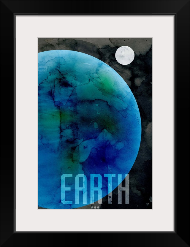 The Planet Earth, number 3 in a set of 9 prints featuring the planets of our Solar System. The Earth is the third planet f...