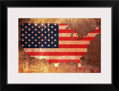Vintage stars and stripes map of USA