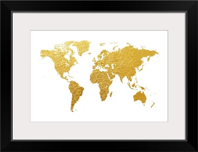World Map in Gold Foil, White