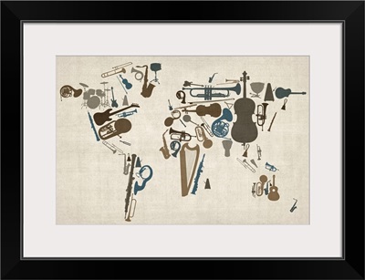 World map made up of Musical Instruments