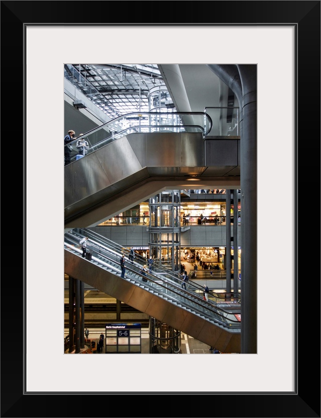 Germany, Berlin. Different levels and escalators at local Central Station.