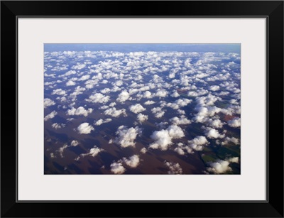 Scattered clouds, aerial over Rio de la Plata, Argentina