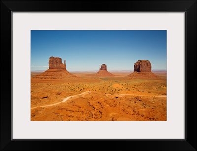 The rock formation called Mittens, and desert landscape