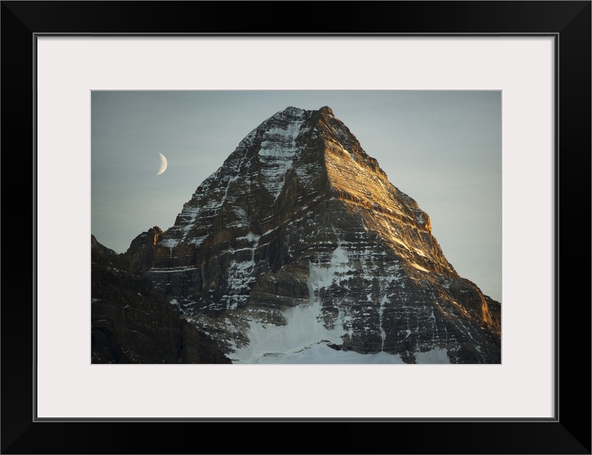 Crescent Moon and summit of Mt. Assiniboine, Mt. Assiniboine Provincial Park, British Columbia, Canada