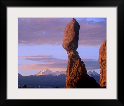 La Sal Mountains and Balanced Rock, Arches National Park, Utah