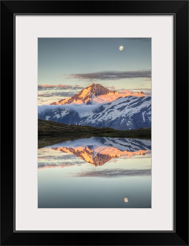 Mount Aspiring, moonrise over Cascade Saddle, Mount Aspiring National Park, New Zealand