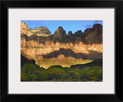 Towers of the Virgin with cloud shadows Zion National Park Utah