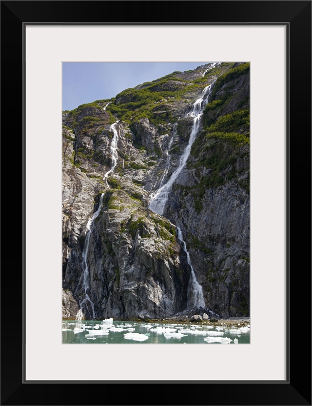 Waterfalls near South Sawyer Glacier, Tracy Arm, Tracy Arm-Fords Terror Wilderness, Tongass National Forest, Alaska