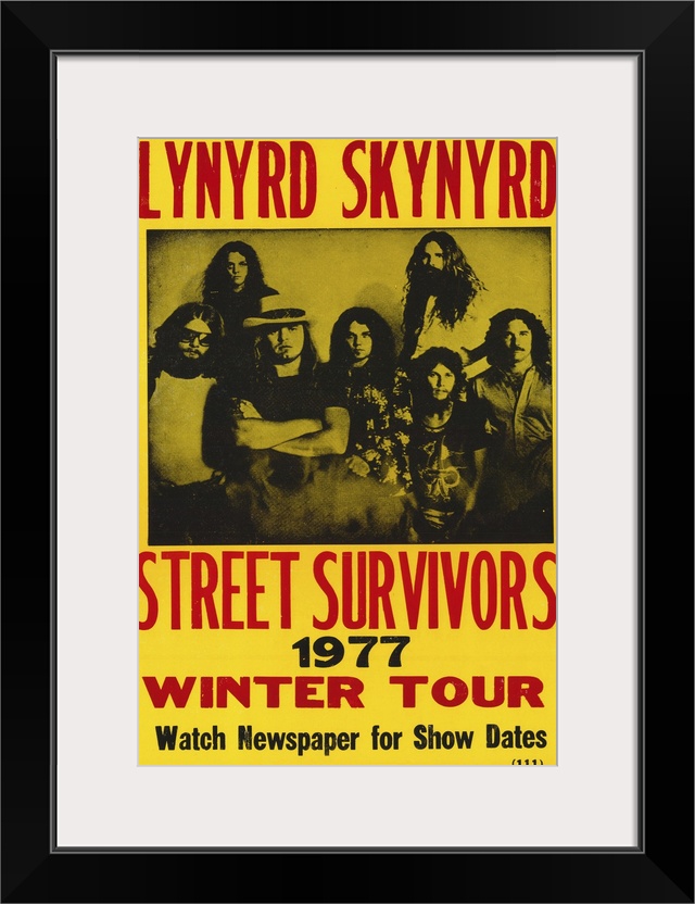 Vintage poster for American rock band's tour "Street Survivors."  The band was popular for promoting southern hard-rock du...
