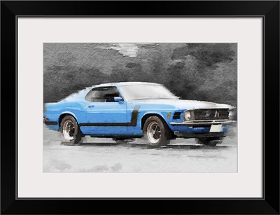 1970 Ford Mustang Boss Blue Watercolor
