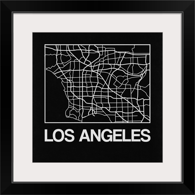 Contemporary minimalist art map of the city streets of Los Angeles.