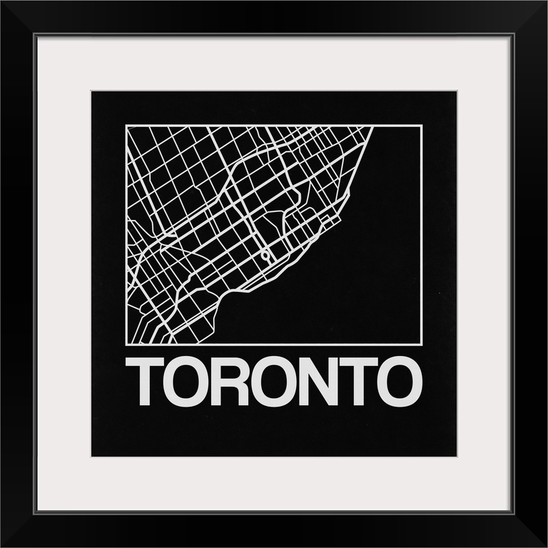 Contemporary minimalist art map of the city streets of Toronto.