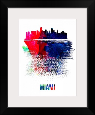 Miami Skyline Brush Stroke Watercolor