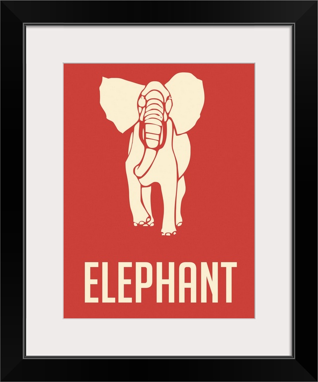 Minimalist Wildlife Poster - Elephant - White