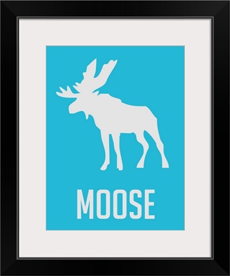 Minimalist Wildlife Poster - Moose - Blue
