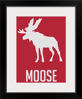 Minimalist Wildlife Poster - Moose - Red