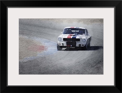Mustang on Race Track Watercolor