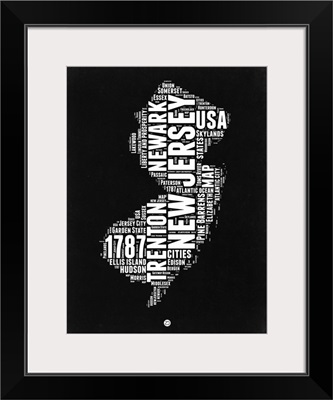 New Jersey Black and White Map