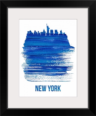 New York Brush Stroke Skyline Blue