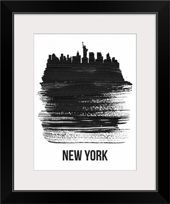 New York Skyline Brush Stroke Black