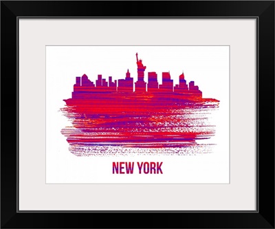 New York Skyline Brush Stroke Red