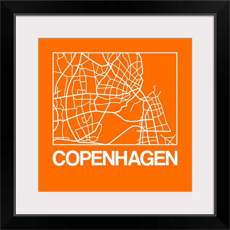 Contemporary minimalist art map of the city streets of Copenhagen.