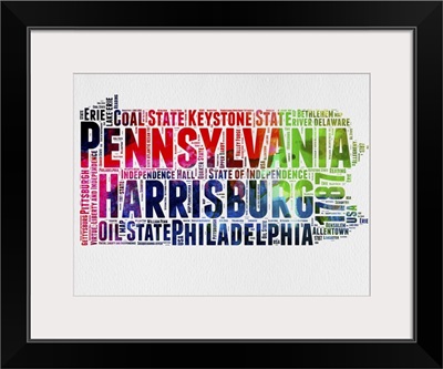 Pennsylvania Watercolor Word Cloud