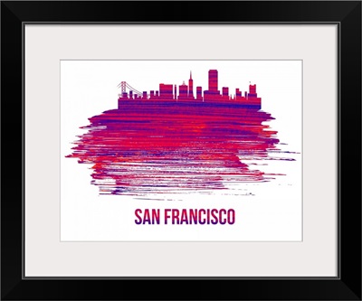 San Francisco Skyline Brush Stroke Red