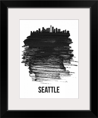 Seattle Skyline Brush Stroke Black