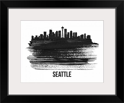 Seattle Skyline Brush Stroke Black II