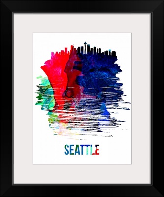 Seattle Skyline Brush Stroke Watercolor